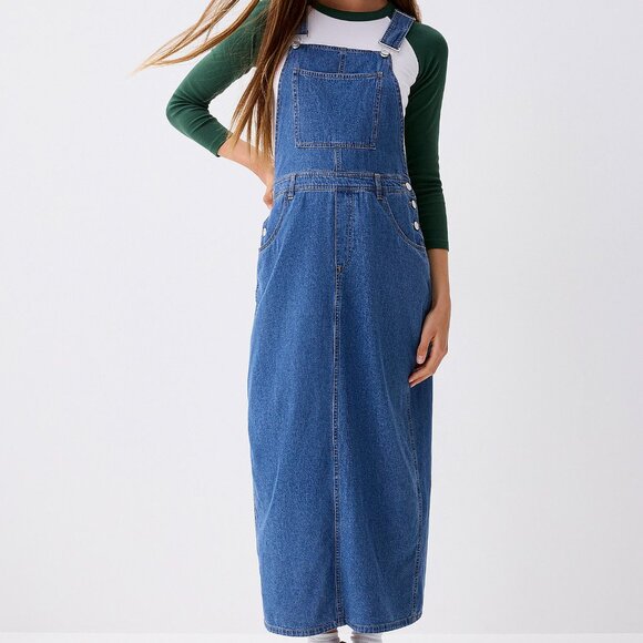 NWT Thin denim apron dress sapphire blue - Picture 1 of 3